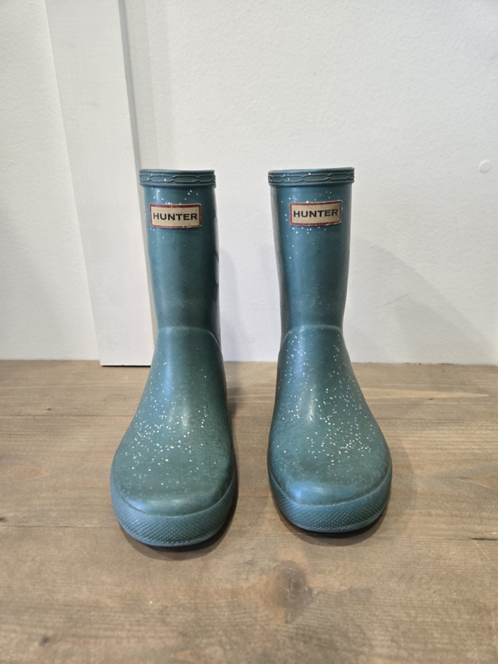 Hunter Kids Teal Glitter Rain Boots